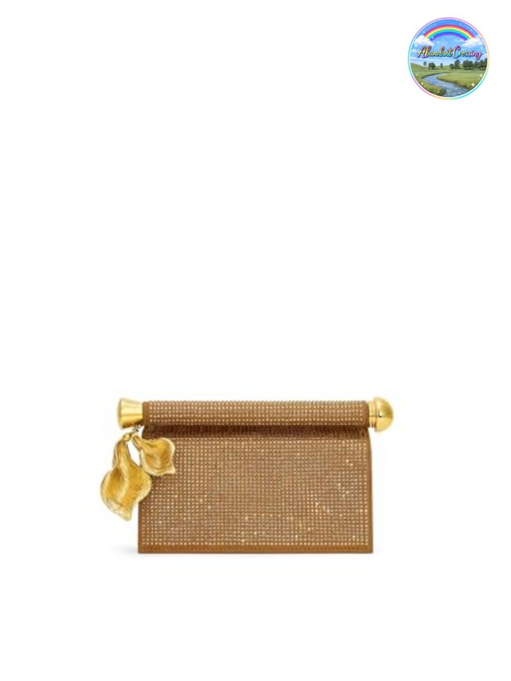 Faux Suede Embellished Clutch Evening Bag with Gold Hardware